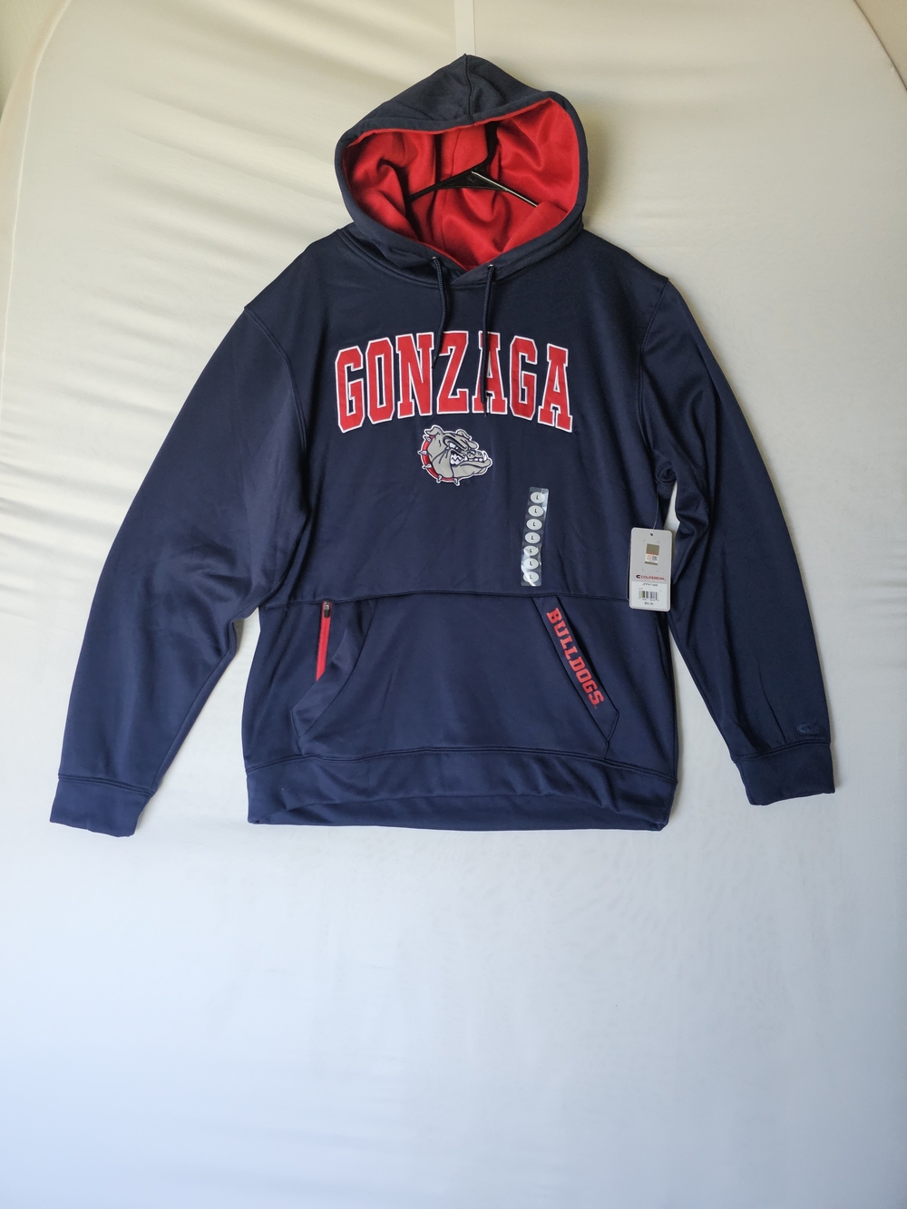 NWT Colosseum Gonzaga Bulldogs Men's Hoodie Navy Blue/Red Size L